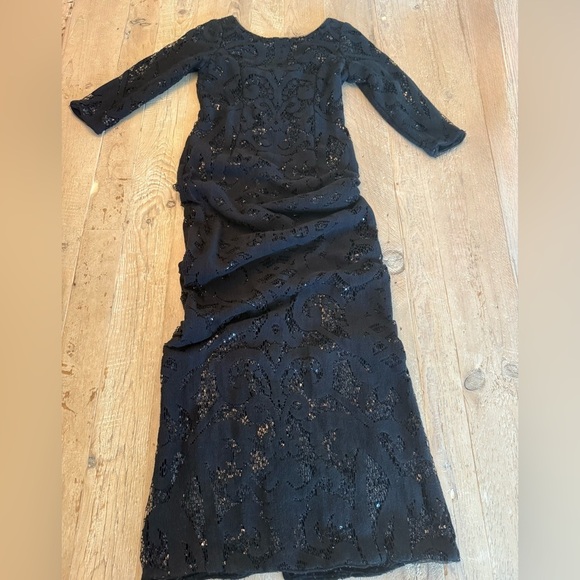 Adrianna Papell Dresses & Skirts - Adrianna Papell Elegant Black Sequin Under Soft Lace Evening Gown 10